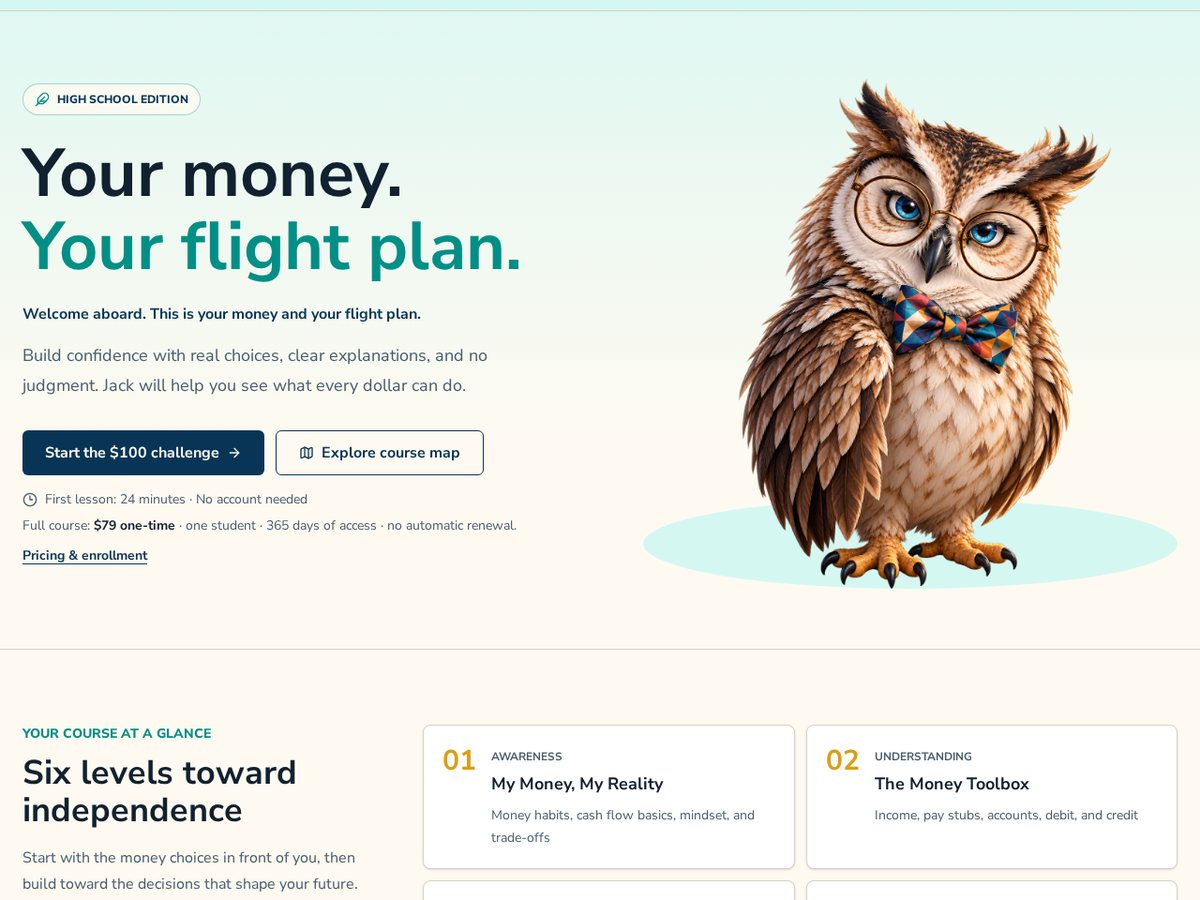 Money Flight School website preview